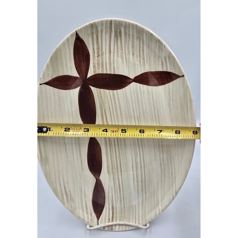 RARE Vintage Brown Cross Brushstroke Background  PLATTER Prim‎ Rose China - Picture 12 of 12